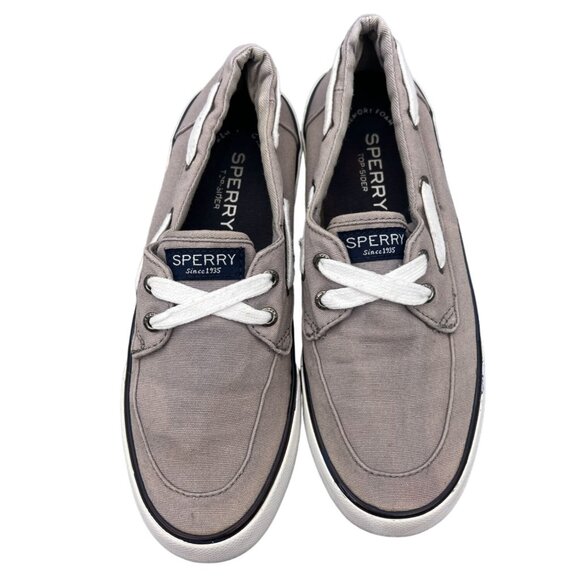 Sperry Top Sider Pier Boat Gray Nautical Canvas Shoes Size 6 Preppy Old Money - Picture 3 of 10
